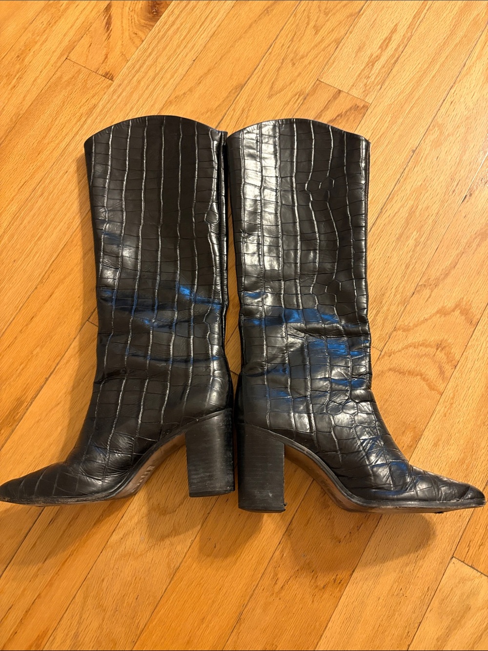 SCHUTZ Black Croc-Embossed boots - Picture 8 of 8